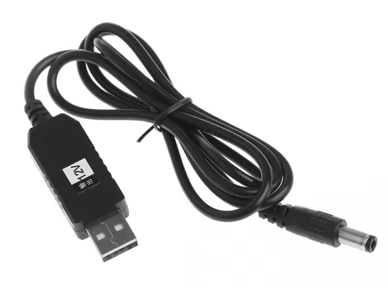 Cable Convertidor USB 5V a 12V Elevador Voltaje Plug DC 2A Router