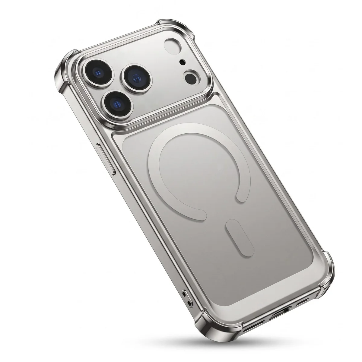 Forro iPhone 17 Pro Max Marco Plateado Antichoque MagSafe